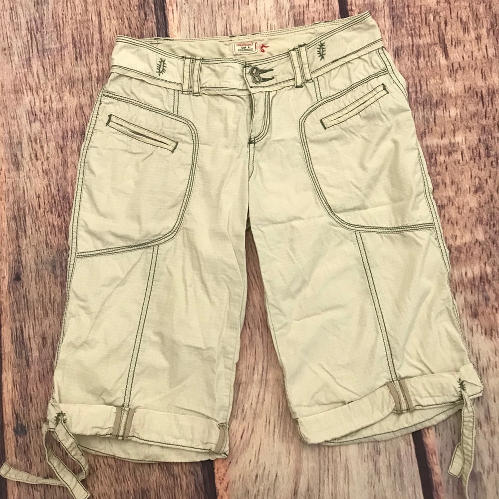Free People Bermuda Green Shorts Size 6 Drawstring